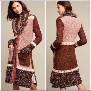 Anthropologie Angel of the North Fur Knitted Cardigan Duster